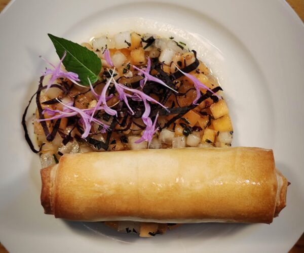 gegrillte Ziegenkäserolle